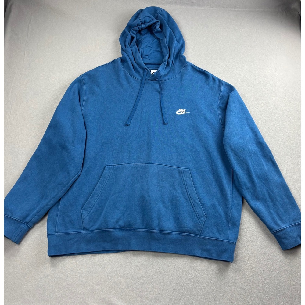 Nike Mens XXL Hoodie Sweatshirt Blue Embroidered Futura Logo Fleece Pullover 2XL
